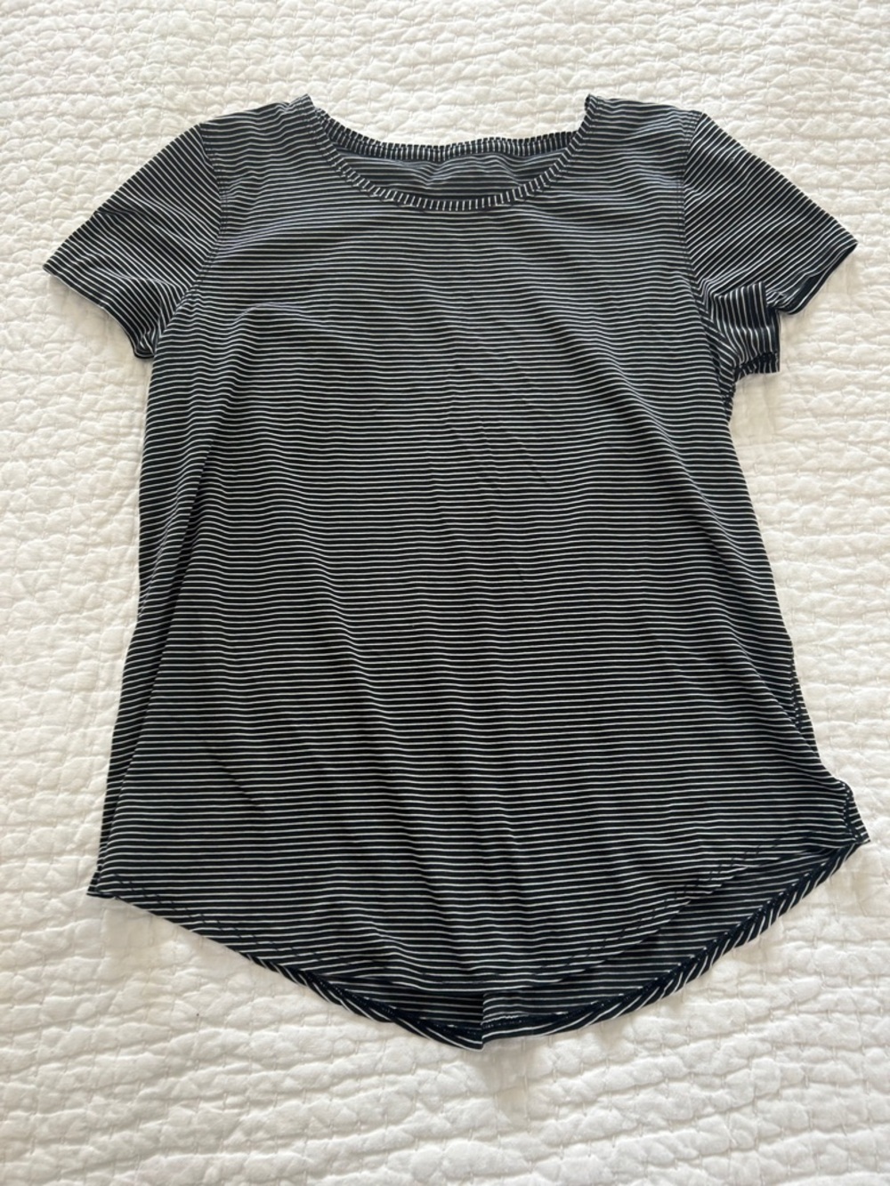lululemon athletica Black & White Micro-Stripe Short Sleeve Love Tee